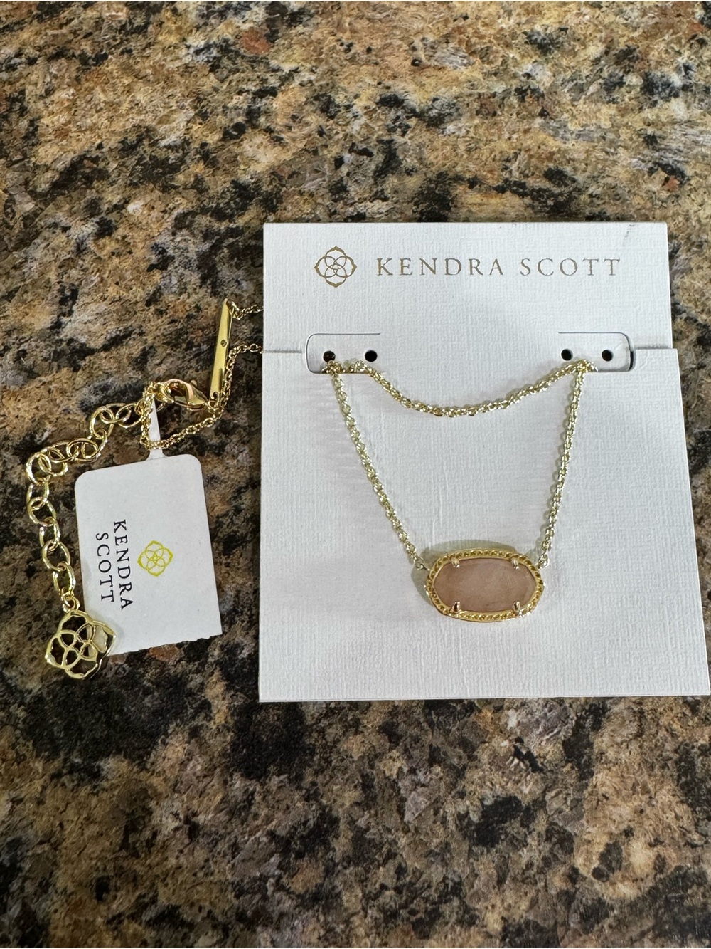 Kendra Scott Elisa Pendant Necklace 14k Gold Plated Rose Gold Quartz NEW Classic